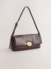 Chocolate Brown Elongated Shoulder Bag - Image 1 of 5