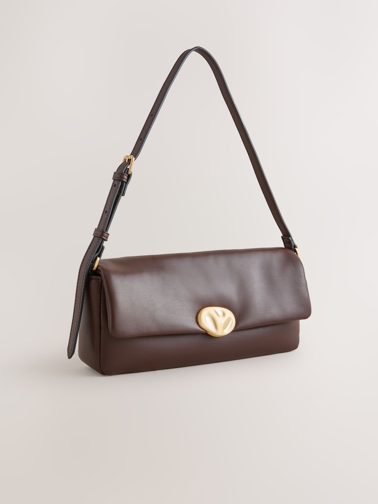 Chocolate Brown Elongated Shoulder Bag - Image 1 of 5