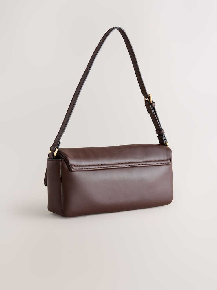 Chocolate Brown Elongated Shoulder Bag - Image 2 of 5