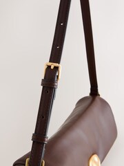Chocolate Brown Elongated Shoulder Bag - Image 4 of 5