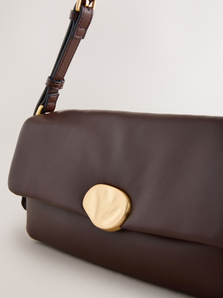 Chocolate Brown Elongated Shoulder Bag - Image 5 of 5