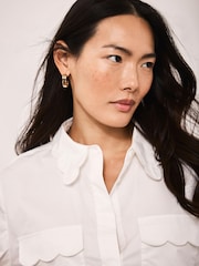 Mint Velvet White Cotton Scallop Detail Shirt - Image 5 of 7