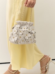 Bone Floral Detail Bucket Bag - Image 1 of 9