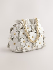 Bone Floral Detail Bucket Bag - Image 5 of 9