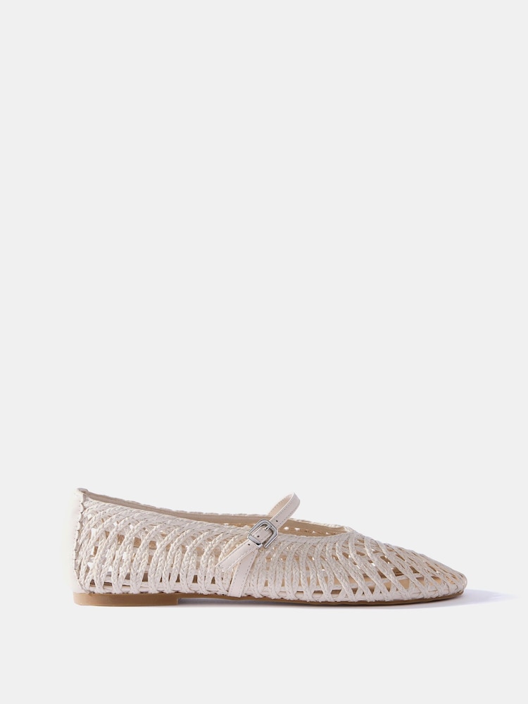 Mint Velvet Cream Lily Woven Ballet Flat Pumps - Image 1 of 4 Mint Velvet Cream Lily Woven Ballet Flat Pumps - Image 1 of 4