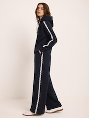 Mint Velvet Blue Crochet Trim Wide Joggers - Image 4 of 7