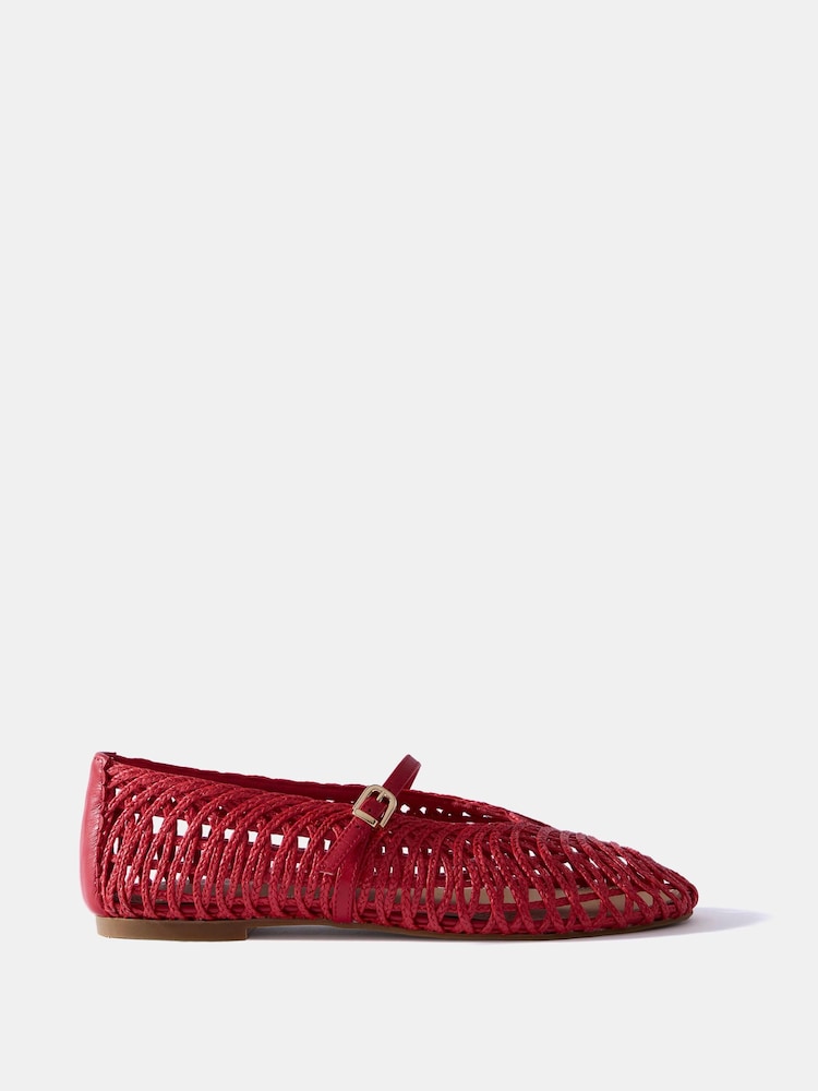 Mint Velvet Red Lily Woven Ballet Flat Pumps - Image 1 of 4 Mint Velvet Red Lily Woven Ballet Flat Pumps - Image 1 of 4
