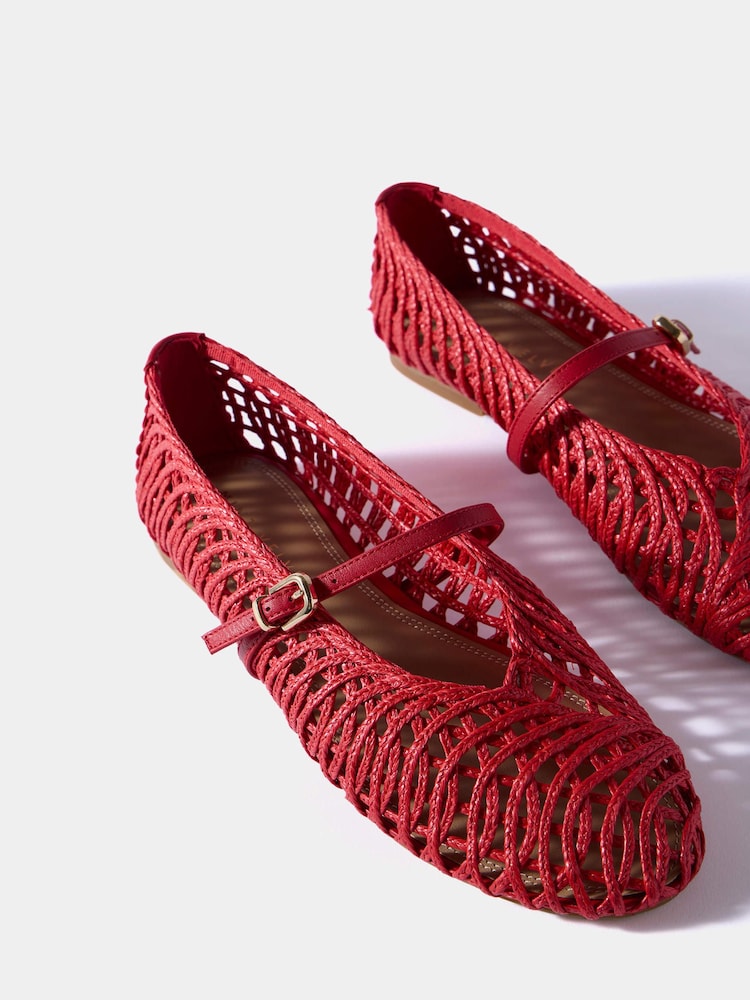 Mint Velvet Red Lily Woven Ballet Flat Pumps - Image 2 of 4 Mint Velvet Red Lily Woven Ballet Flat Pumps - Image 2 of 4