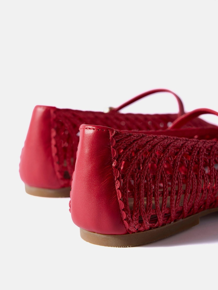 Mint Velvet Red Lily Woven Ballet Flat Pumps - Image 4 of 4 Mint Velvet Red Lily Woven Ballet Flat Pumps - Image 4 of 4