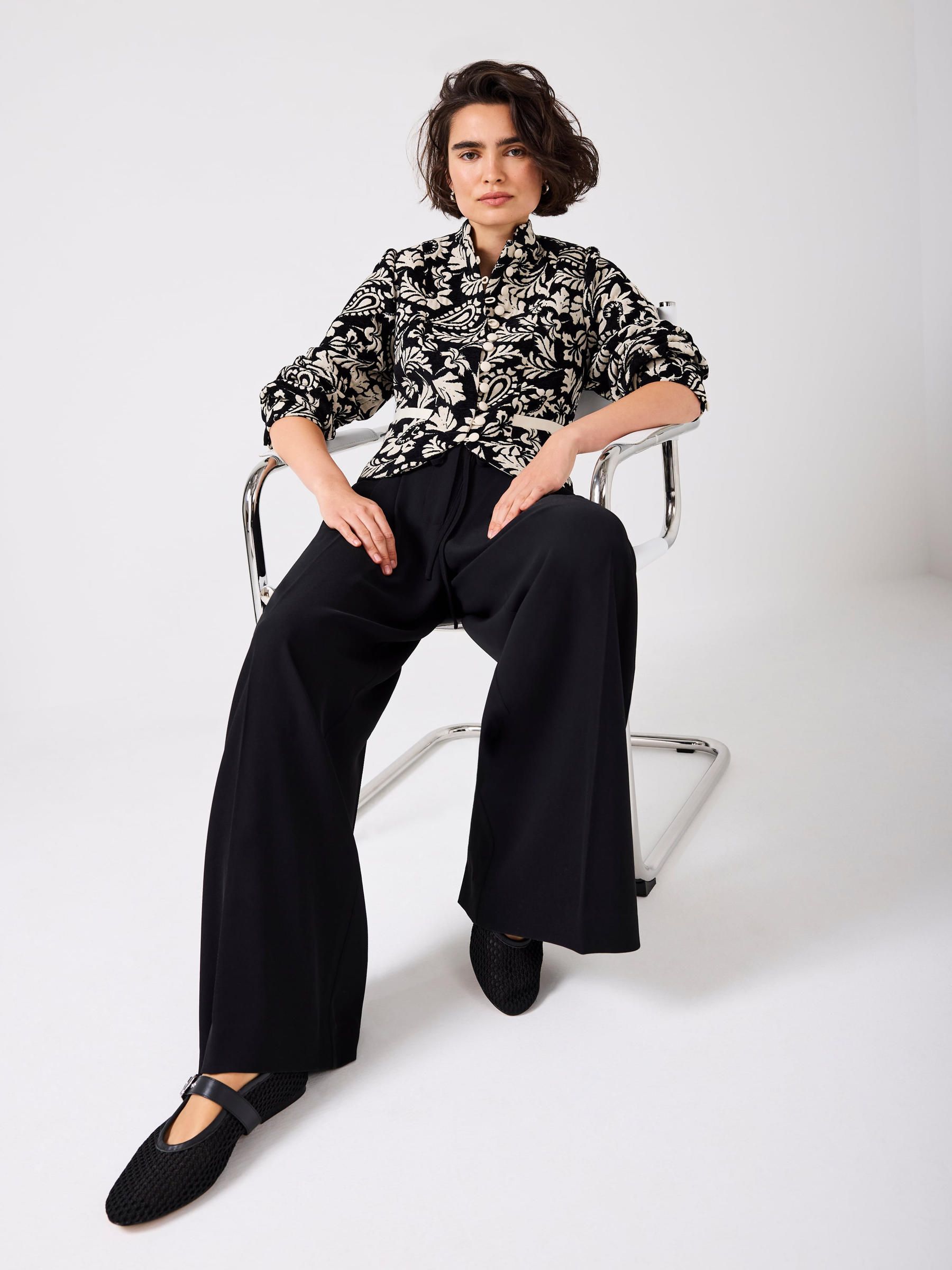 Buy Mint Velvet Black Jacquard Floral Cropped Jacket from Next USA