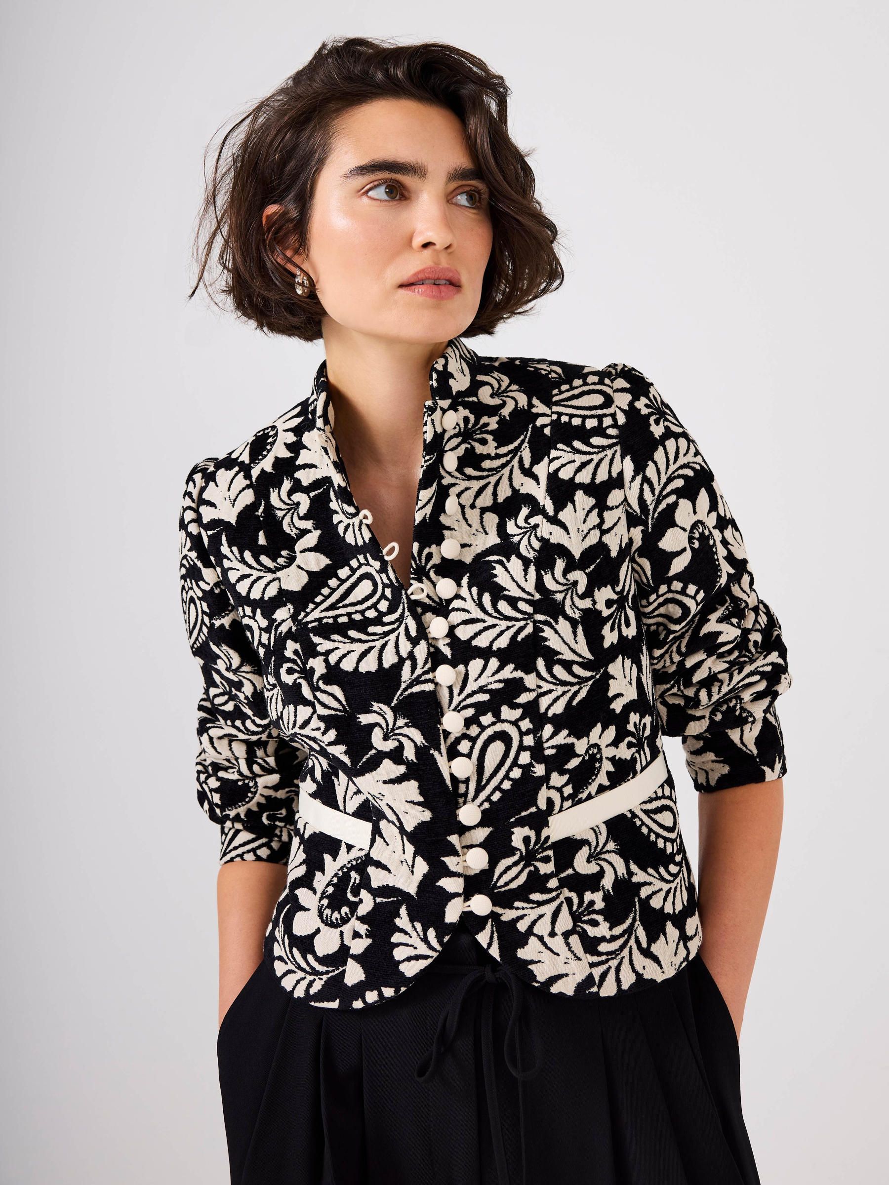 Buy Mint Velvet Black Jacquard Floral Cropped Jacket from Next USA