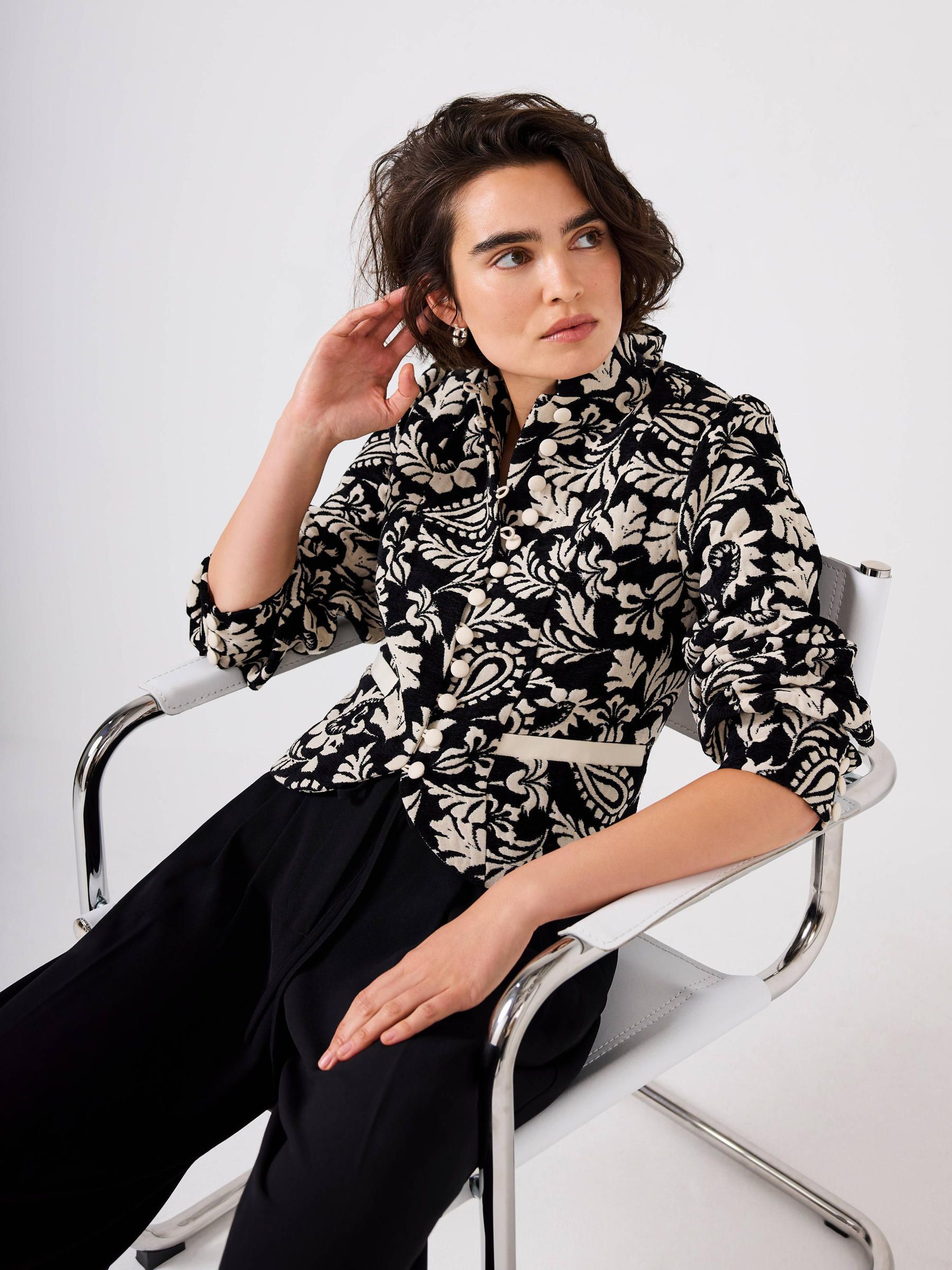 Buy Mint Velvet Black Jacquard Floral Cropped Jacket from Next USA