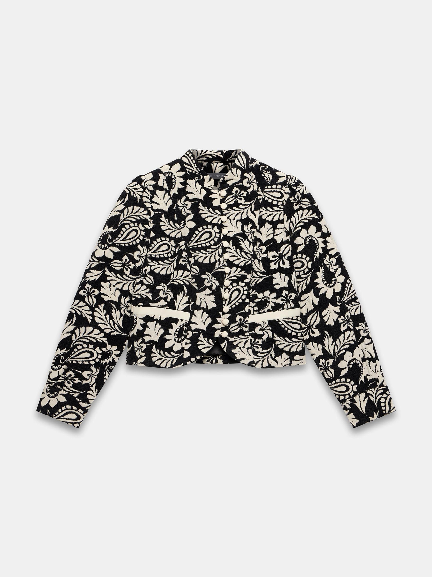 Buy Mint Velvet Black Jacquard Floral Cropped Jacket from Next USA