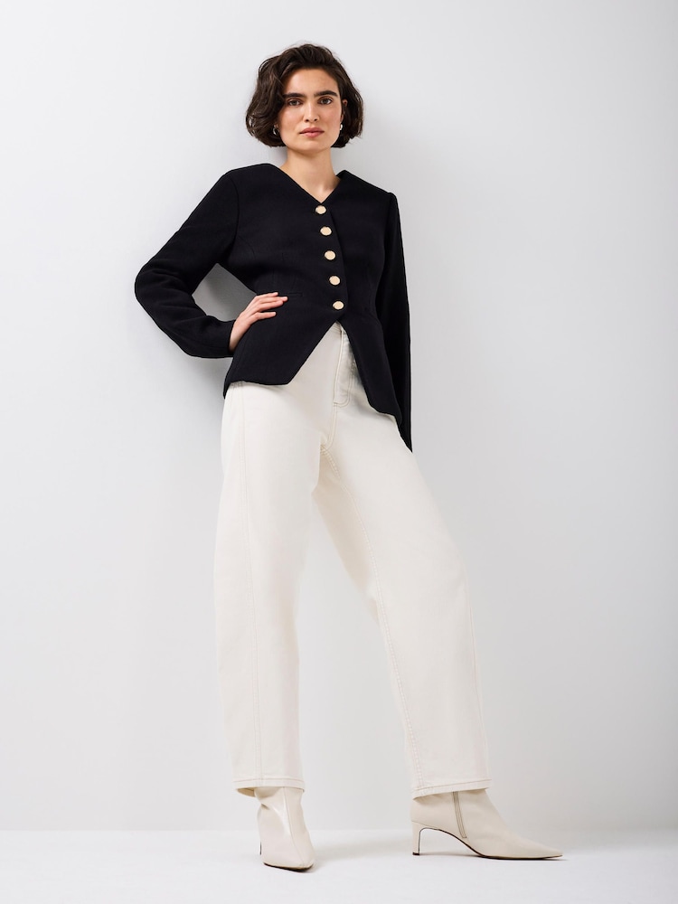 Mint Velvet Black Wool Blend Sculpted Jacket - Image 2 of 8