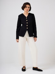Mint Velvet Black Wool Blend Sculpted Jacket - Image 3 of 8