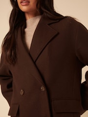 Nobodys Child Chocolate Brown Double Breasted Relaxed Coat - Image 4 of 5