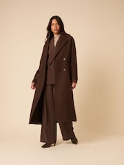 Nobodys Child Chocolate Brown Double Breasted Relaxed Coat - Image 5 of 5