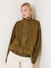 Nobodys Child Brown Suede Bomber Jacket - Image 1 of 5