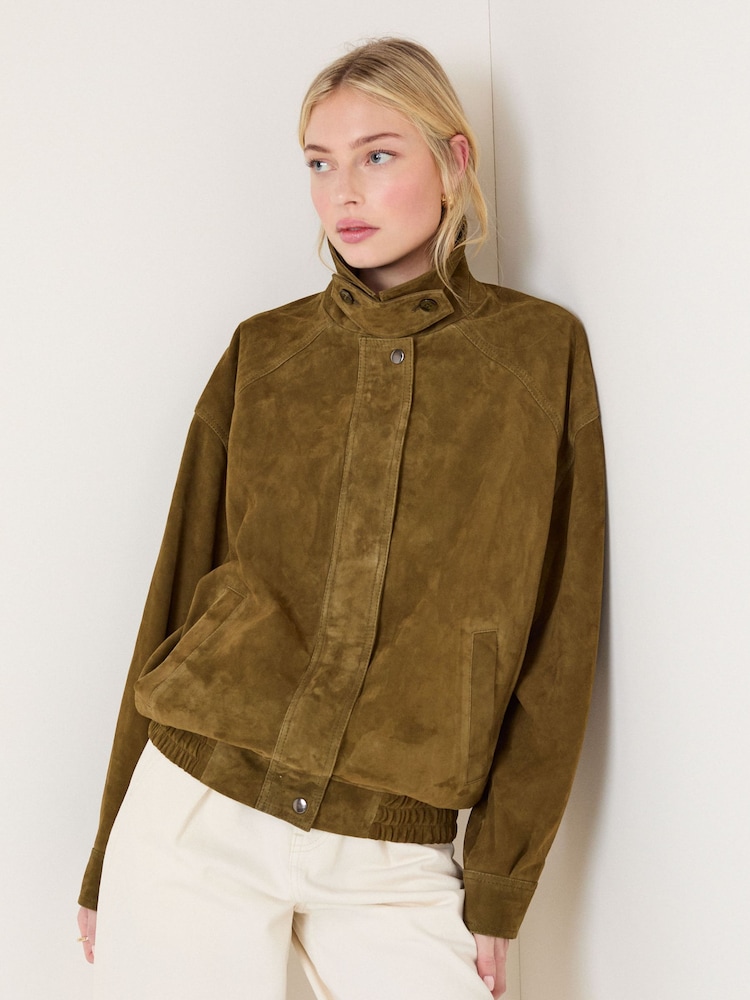 Nobodys Child Brown Suede Bomber Jacket - Image 1 of 5