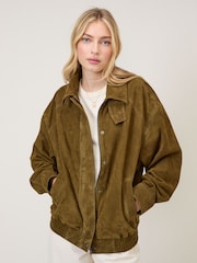 Nobodys Child Brown Suede Bomber Jacket - Image 3 of 5