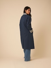 Nobodys Child Navy Blue Gingham Trim Trench Coat - Image 2 of 5