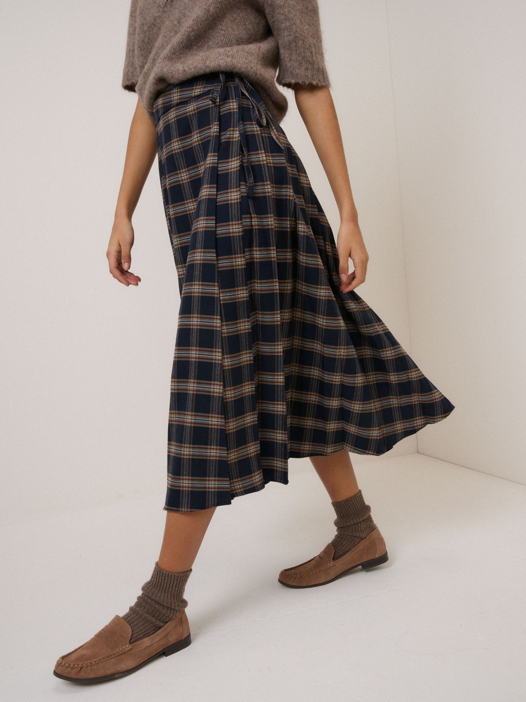 Buy Nobodys Child Blue Check Midi Skirt from Next USA
