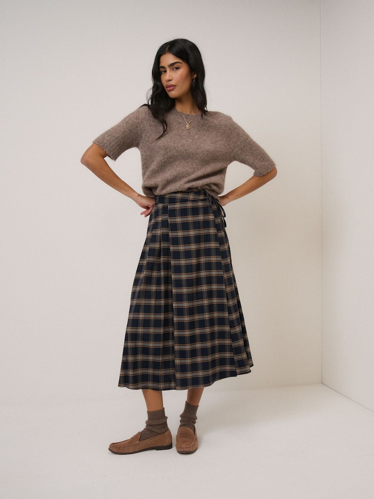 Nobodys Child Blue Check Midi Skirt - Image 1 of 4