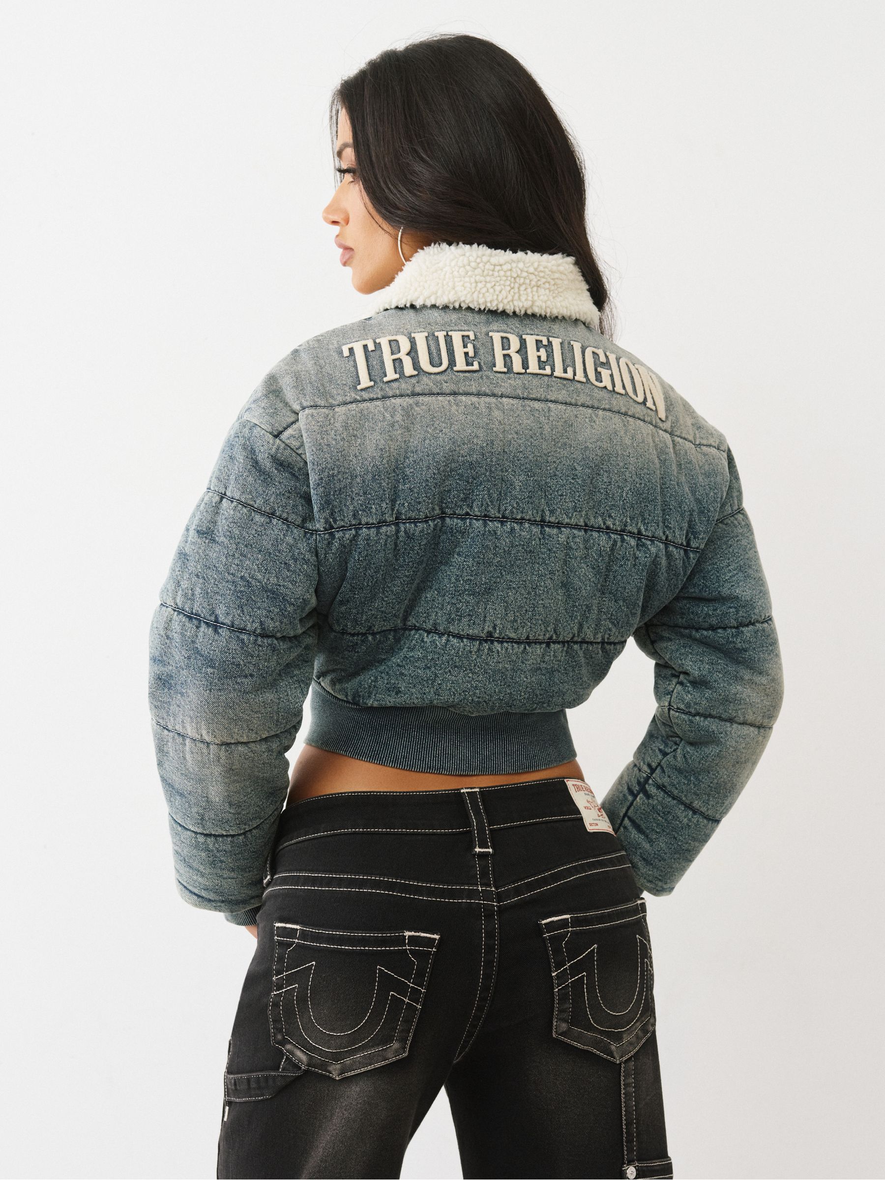 Buy True Religion Blue Denim Puffer Jacket from Next USA