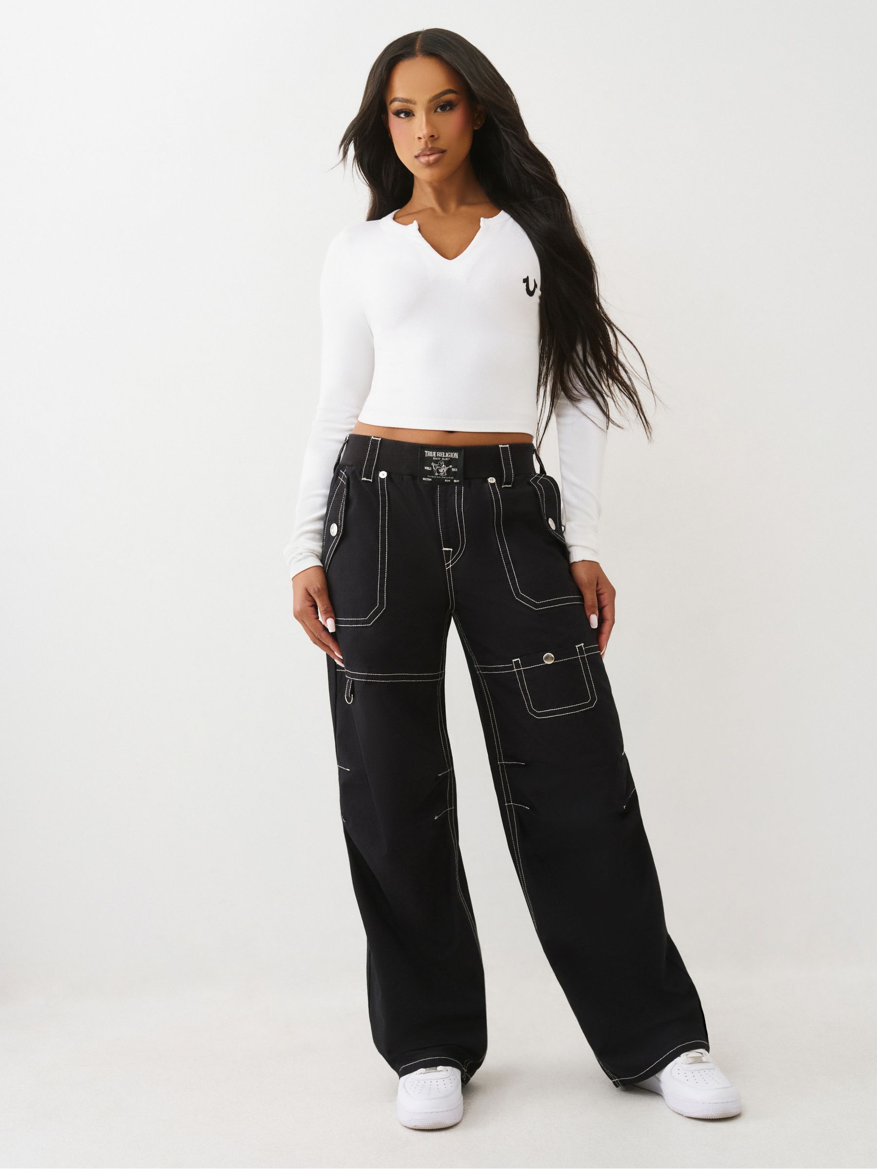 Buy True Religion Black Ripstop Tapered Baggy Trousers from Next USA