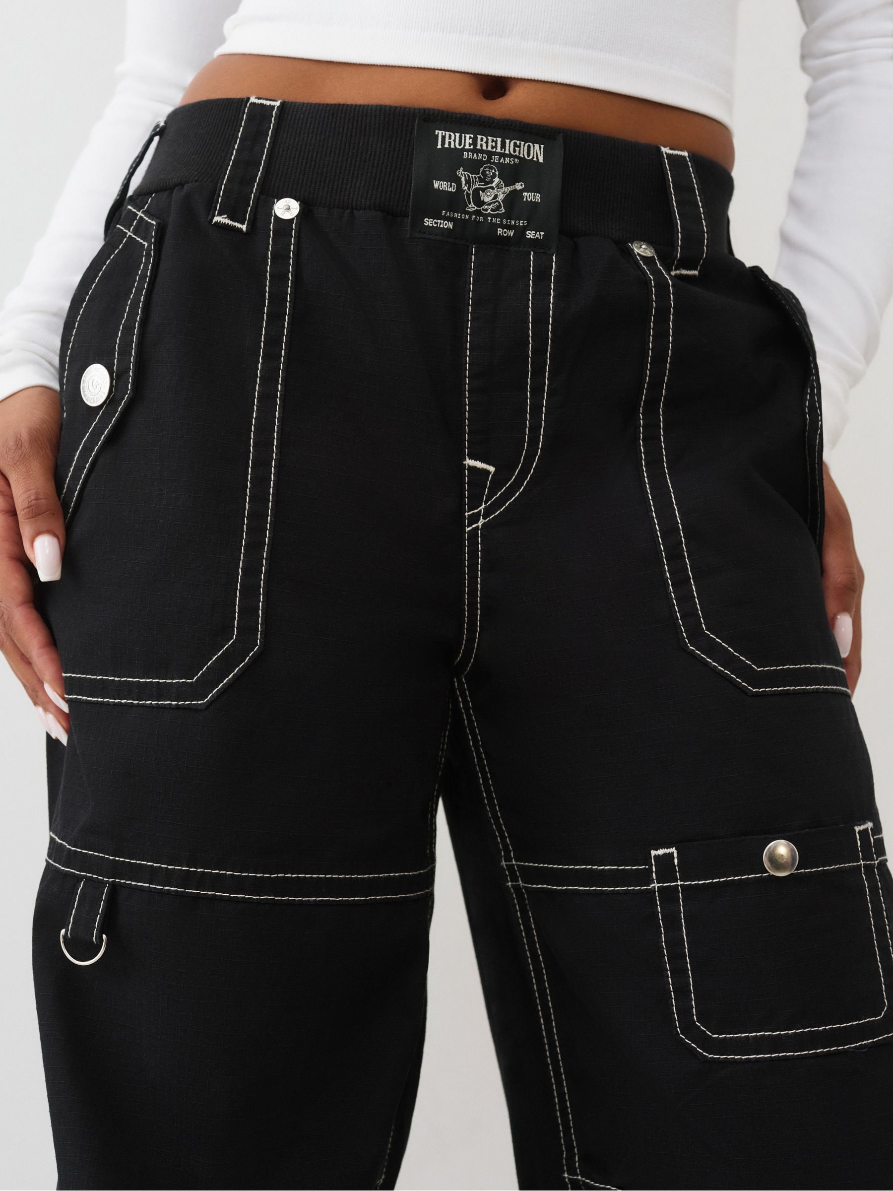 Buy True Religion Black Ripstop Tapered Baggy Trousers from Next USA