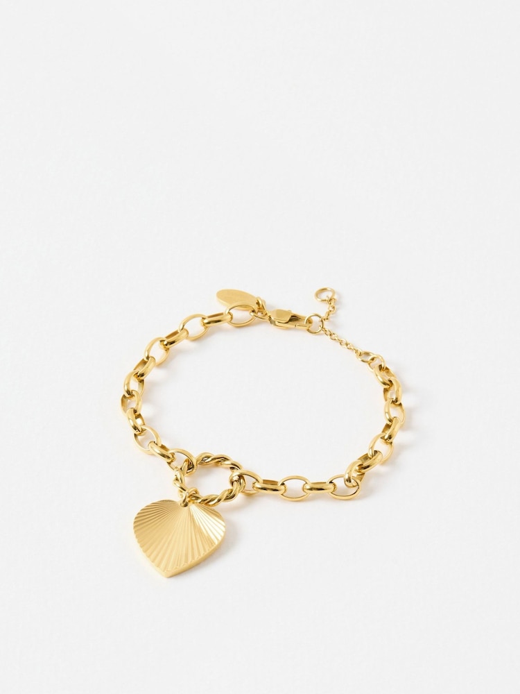 Oliver Bonas Gold Tone Louisa Stainless Steel Waterproof Heart Bracelet - Image 2 of 5 Oliver Bonas Gold Tone Louisa Stainless Steel Waterproof Heart Bracelet - Image 2 of 5