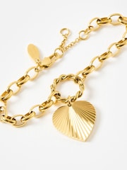 Oliver Bonas Gold Tone Louisa Stainless Steel Waterproof Heart Bracelet - Image 5 of 5