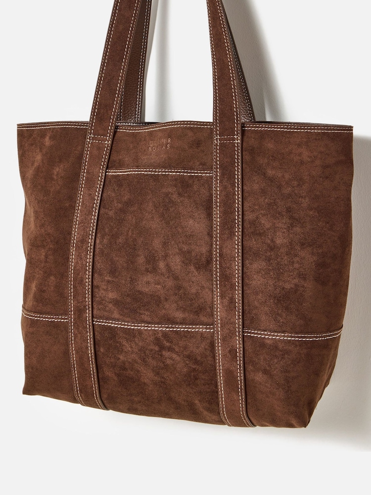 Oliver Bonas Brown Jennie Faux Suede Tote Bag - Image 2 of 6 Oliver Bonas Brown Jennie Faux Suede Tote Bag - Image 2 of 6