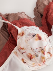 Cream Floral/Rust/Brown DD+ Non Padded Full Cup Bras 3 Pack - Image 11 of 12