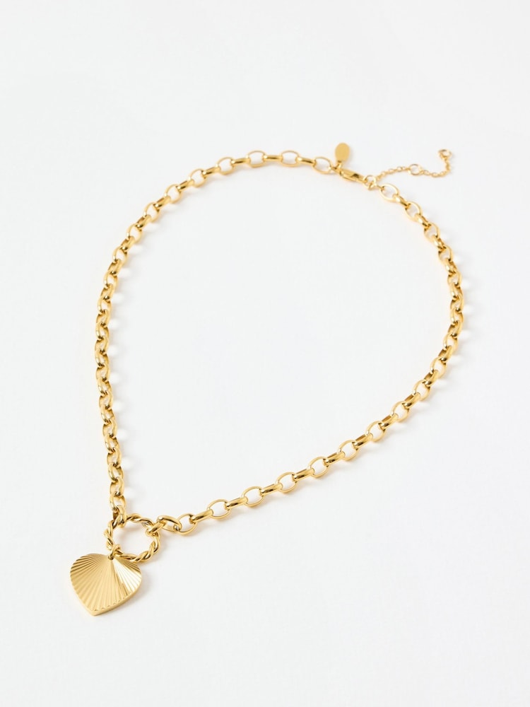 Oliver Bonas Gold Tone Louisa Stainless Steel Waterproof Heart Necklace - Image 2 of 5