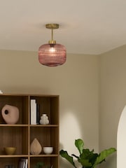 MADE.COM Pink Briz Ribbed Glass Flush Fitting Ceiling Light - Image 1 of 3