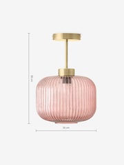 MADE.COM Pink Briz Ribbed Glass Flush Fitting Ceiling Light - Image 3 of 3