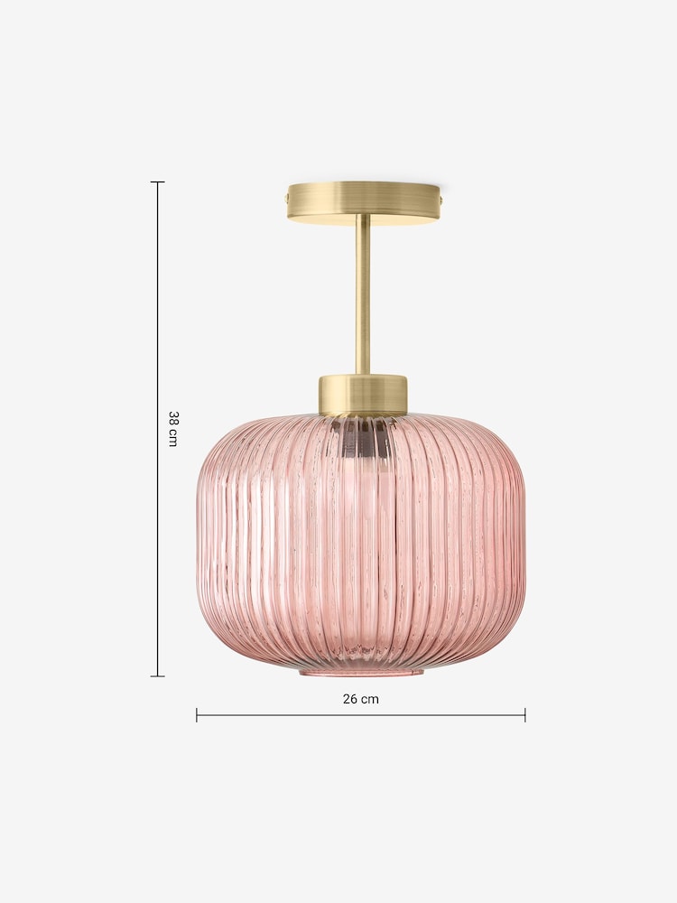MADE.COM Pink Briz Ribbed Glass Flush Fitting Ceiling Light - Image 3 of 3 MADE.COM Pink Briz Ribbed Glass Flush Fitting Ceiling Light - Image 3 of 3