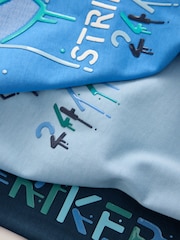Blue Football Graphic Long Sleeve Relaxed Fit T-Shirts 3 Pack (3-16yrs) - Image 3 of 7