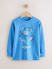 Blue Football Graphic Long Sleeve Relaxed Fit T-Shirts 3 Pack (3-16yrs) - Image 7 of 7