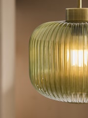 MADE.COM Green Briz Ribbed Glass Flush Fitting Ceiling Light - Image 2 of 5