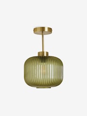 MADE.COM Green Briz Ribbed Glass Flush Fitting Ceiling Light - Image 4 of 5
