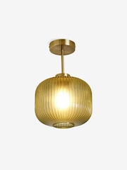 MADE.COM Green Briz Ribbed Glass Flush Fitting Ceiling Light - Image 5 of 5