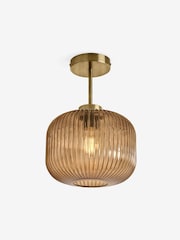 MADE.COM Amber Brown Briz Ribbed Glass Flush Fitting Ceiling Light - Image 6 of 6