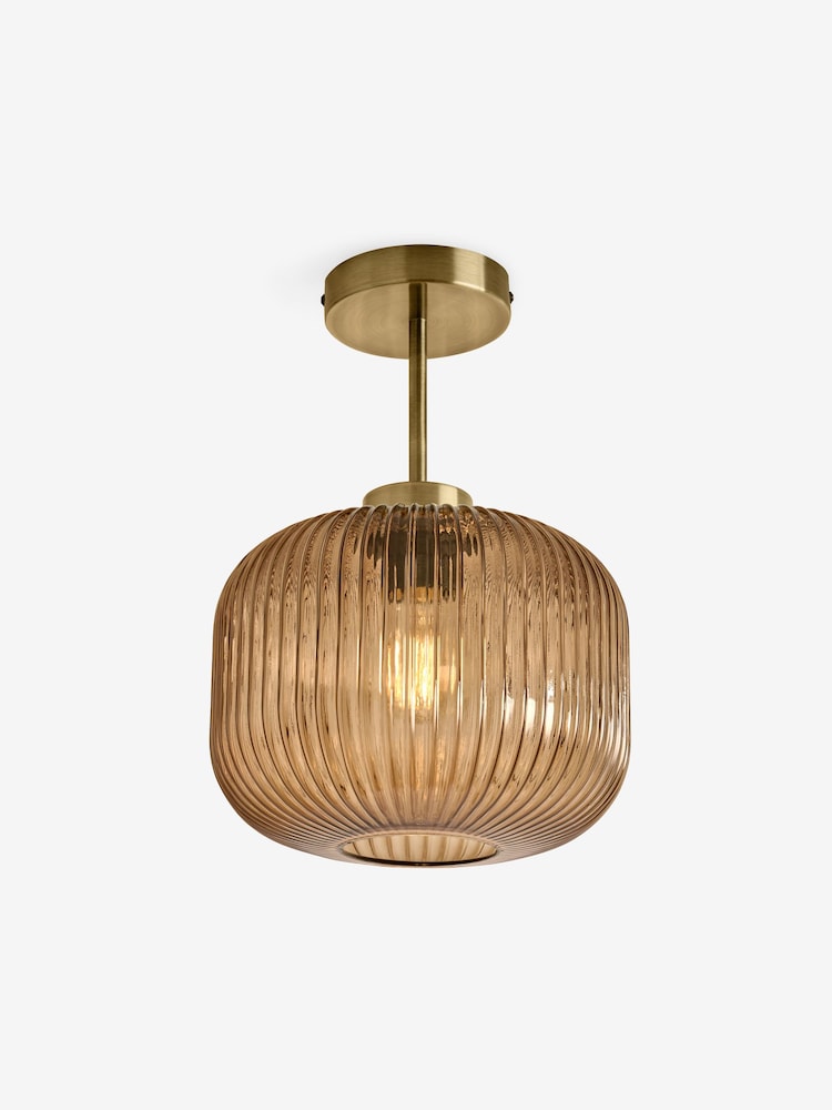MADE.COM Amber Brown Briz Ribbed Glass Flush Fitting Ceiling Light - Image 6 of 6 MADE.COM Amber Brown Briz Ribbed Glass Flush Fitting Ceiling Light - Image 6 of 6