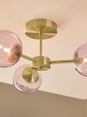 MADE.COM Pink Globe 3 Light Flush Fitting Ceiling Light - Image 3 of 6