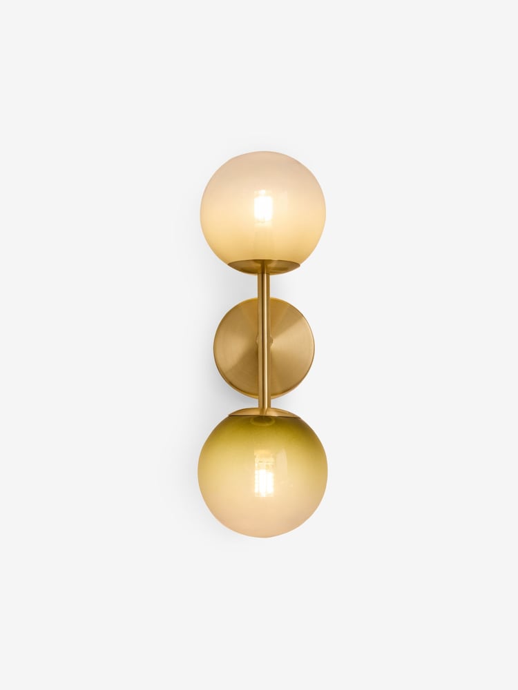 MADE.COM Green Ombre/ Brass Globe 2 Light Wall Light - Image 6 of 6 MADE.COM Green Ombre/ Brass Globe 2 Light Wall Light - Image 6 of 6