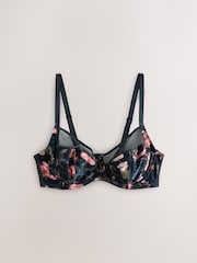 Itim na Bulaklakin/Pink/Berde - DD+ Non Padded Full Cup Bras 3 Pack na may Suporta sa Gilid - Larawan 3 ng 7
