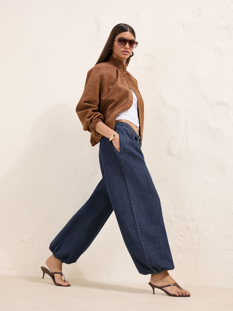 Rinse Wash Denim - Friends Like These Elasticated Waist Relaxed Balloon Trousers - Larawan 1 ng 5