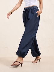 Rinse Wash Denim - Friends Like These Elasticated Waist Relaxed Balloon Trousers - Larawan 3 ng 5